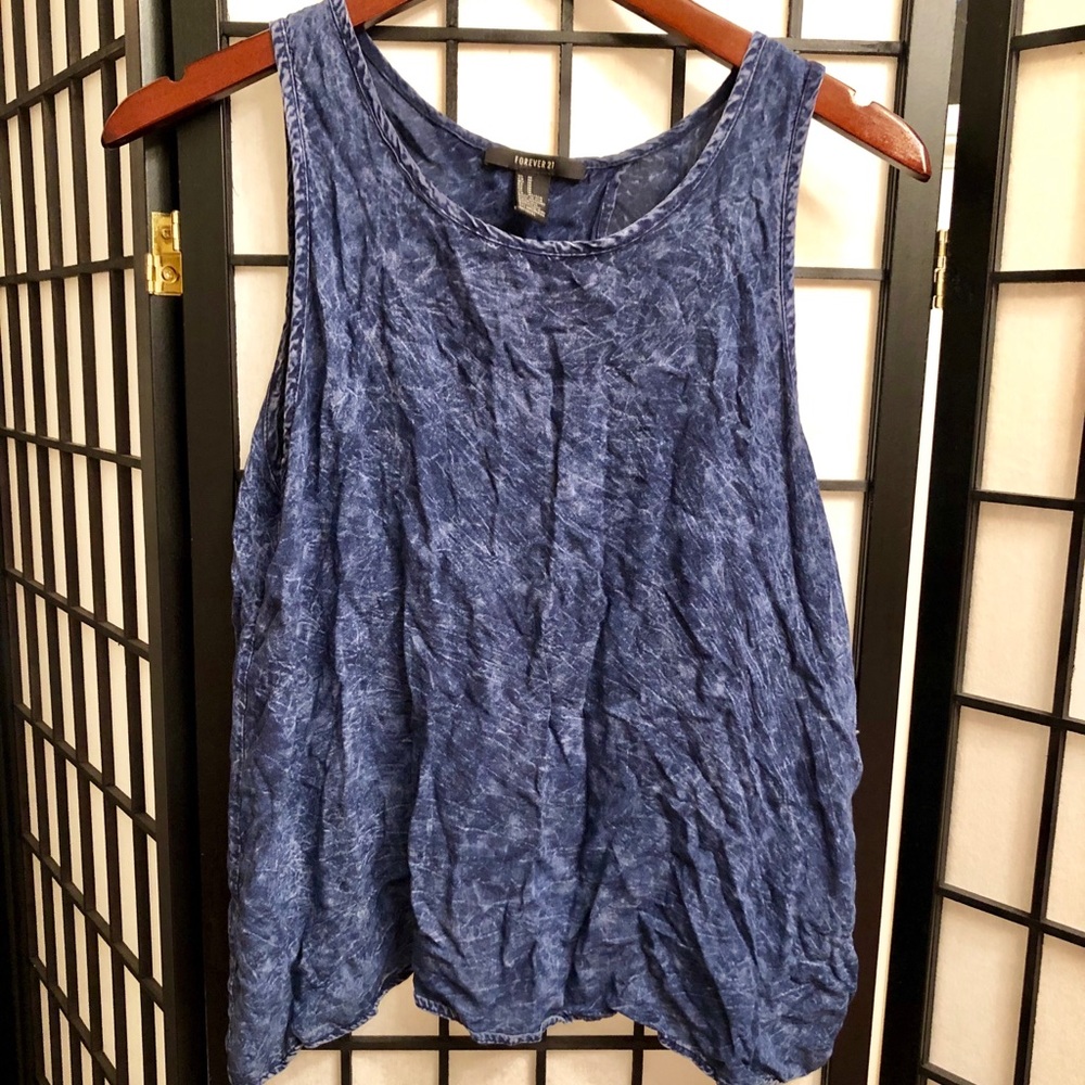 Blue Metal Wash butterfly Back Tank